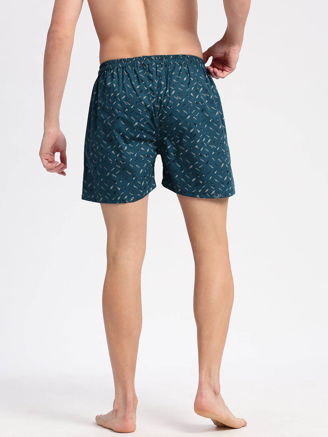 Men Printed Teal Boxer