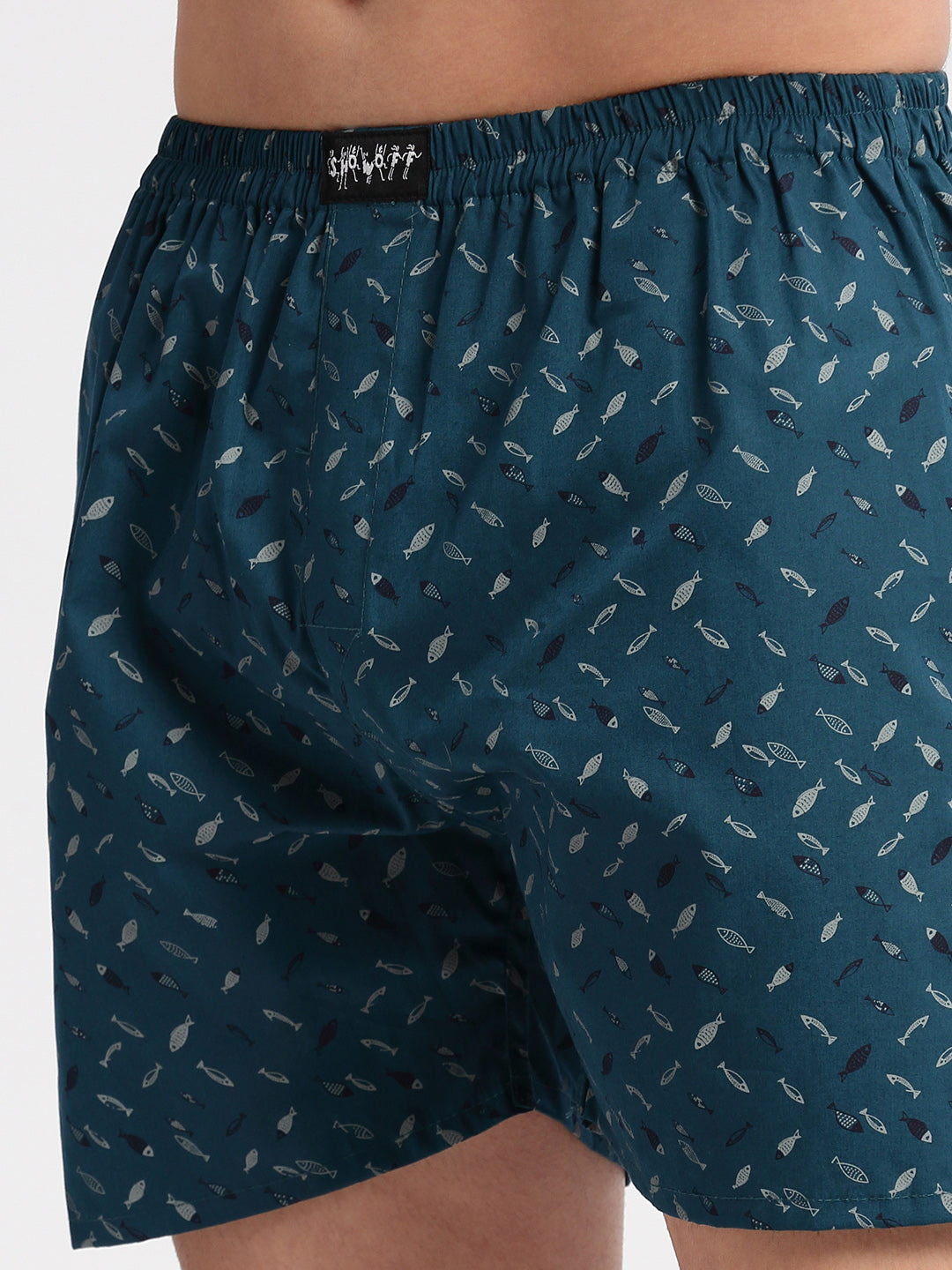 Men Printed Teal Boxer