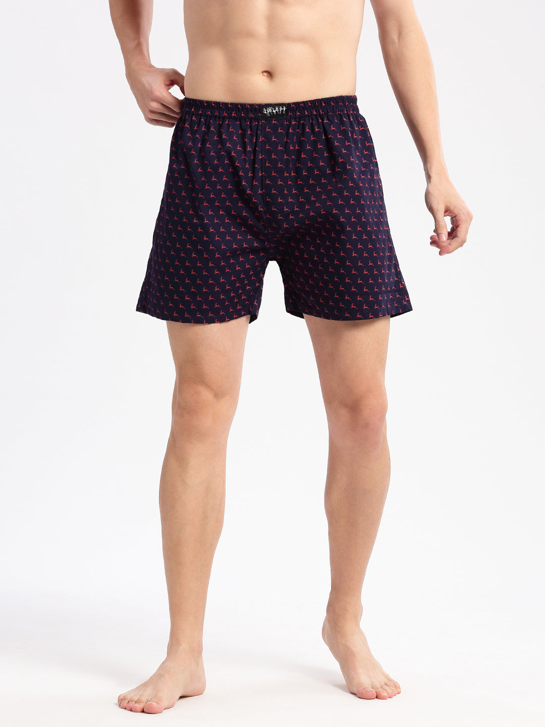 Men Printed Navy Blue Boxer