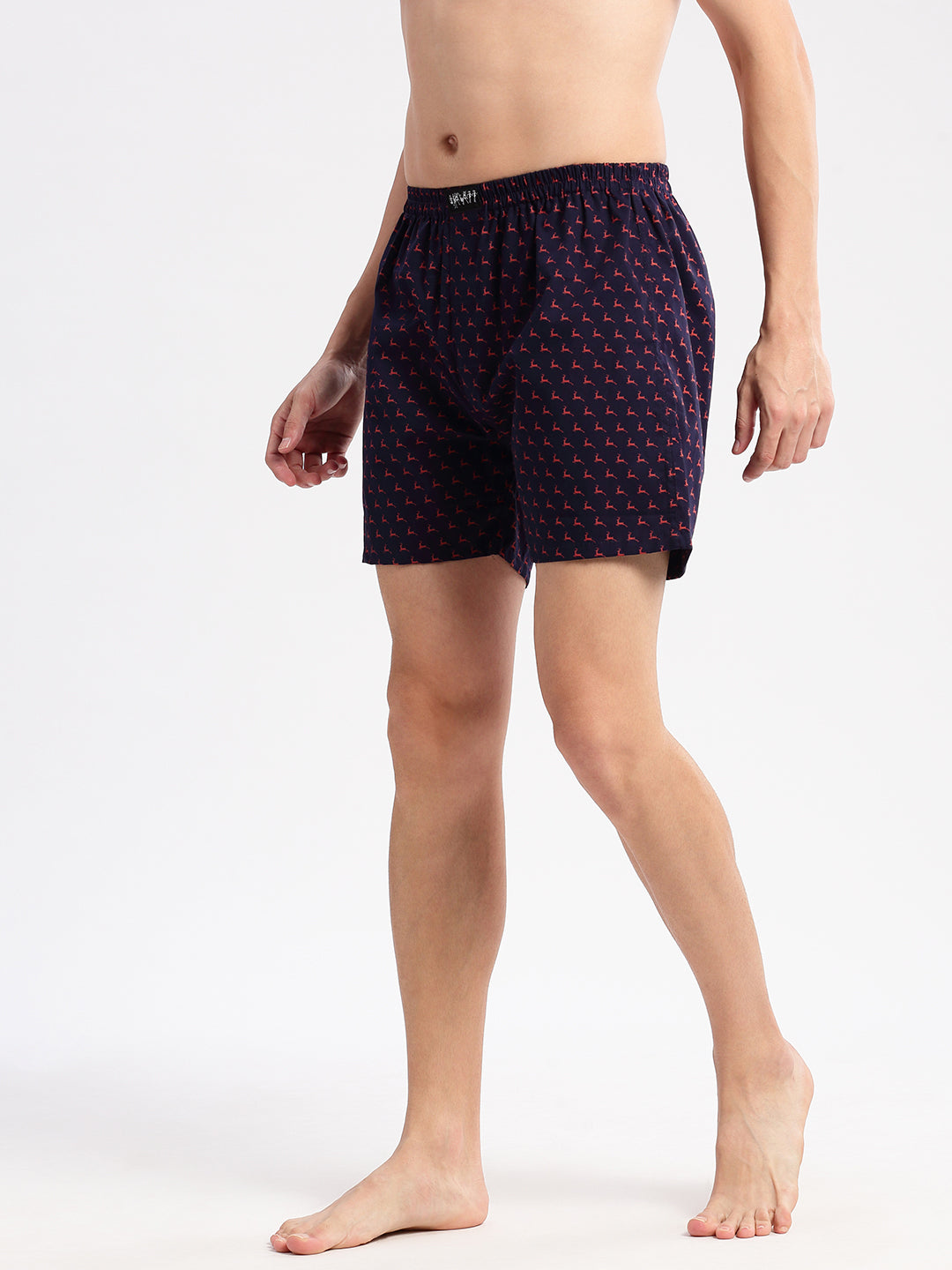 Men Printed Navy Blue Boxer