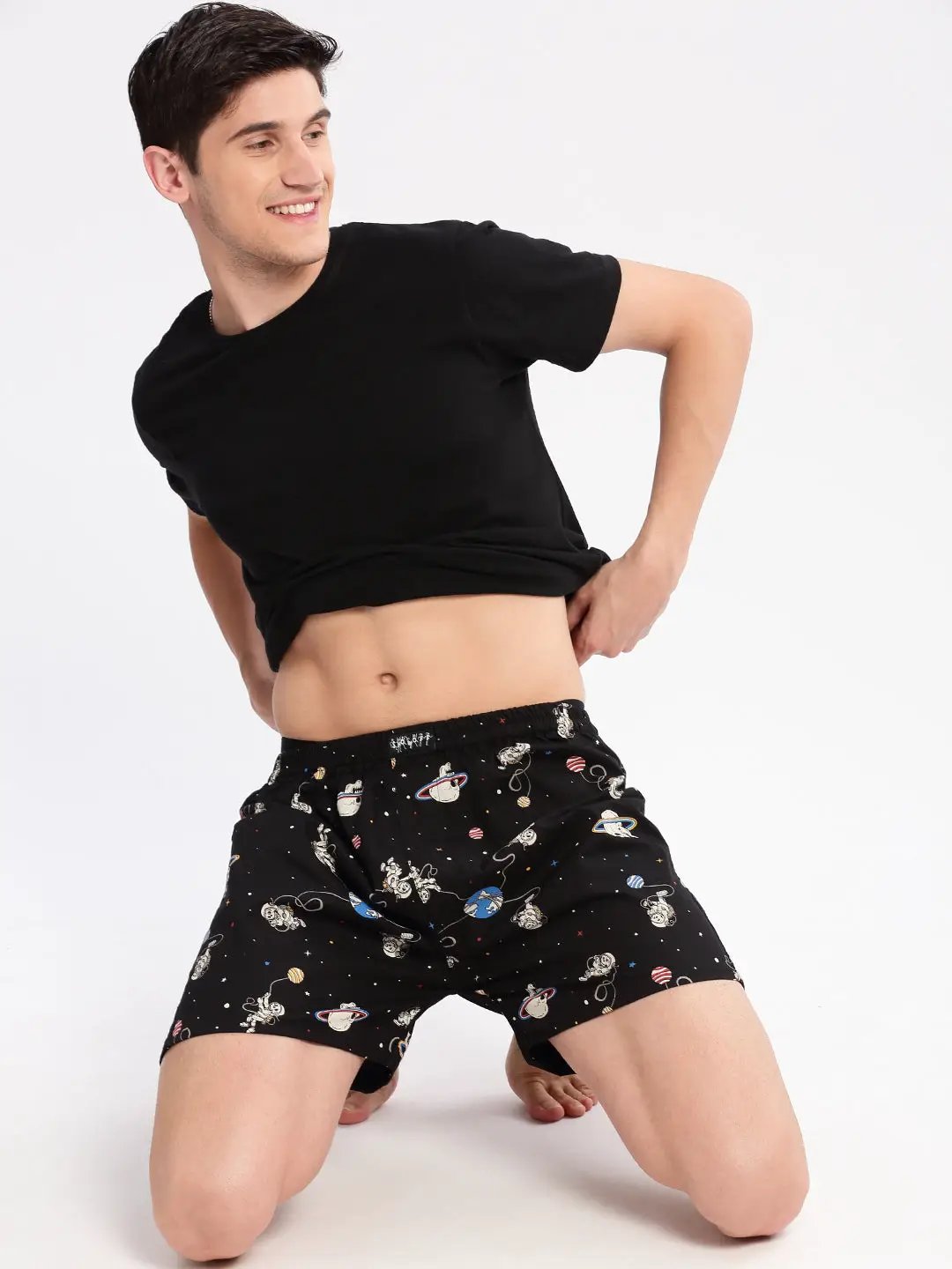 Men's Printed Black Boxer