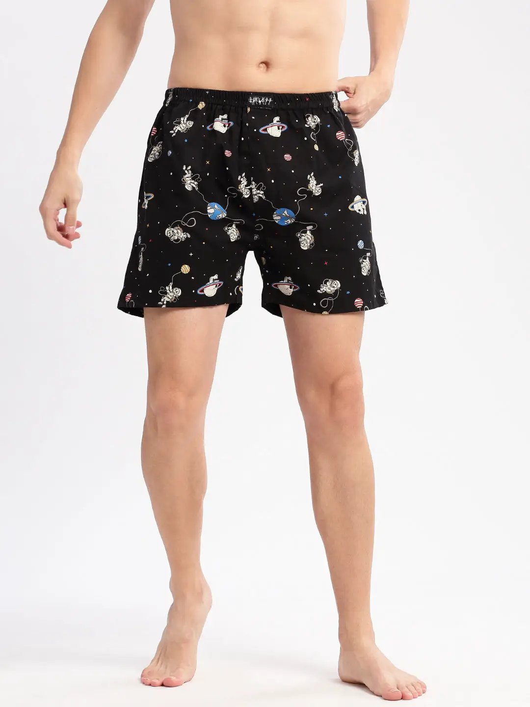 Men's Printed Black Boxer