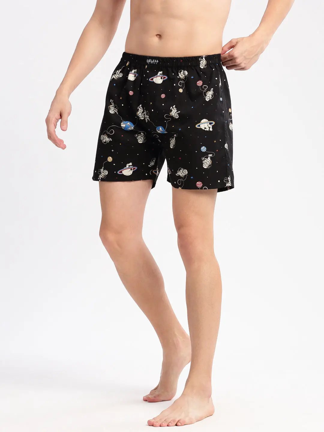 Men's Printed Black Boxer