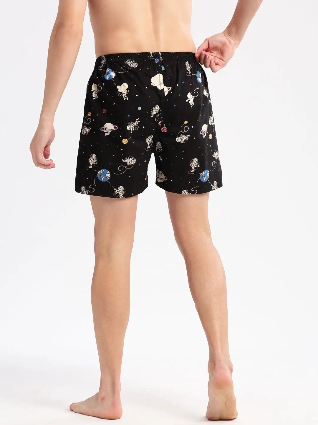 Men's Printed Black Boxer