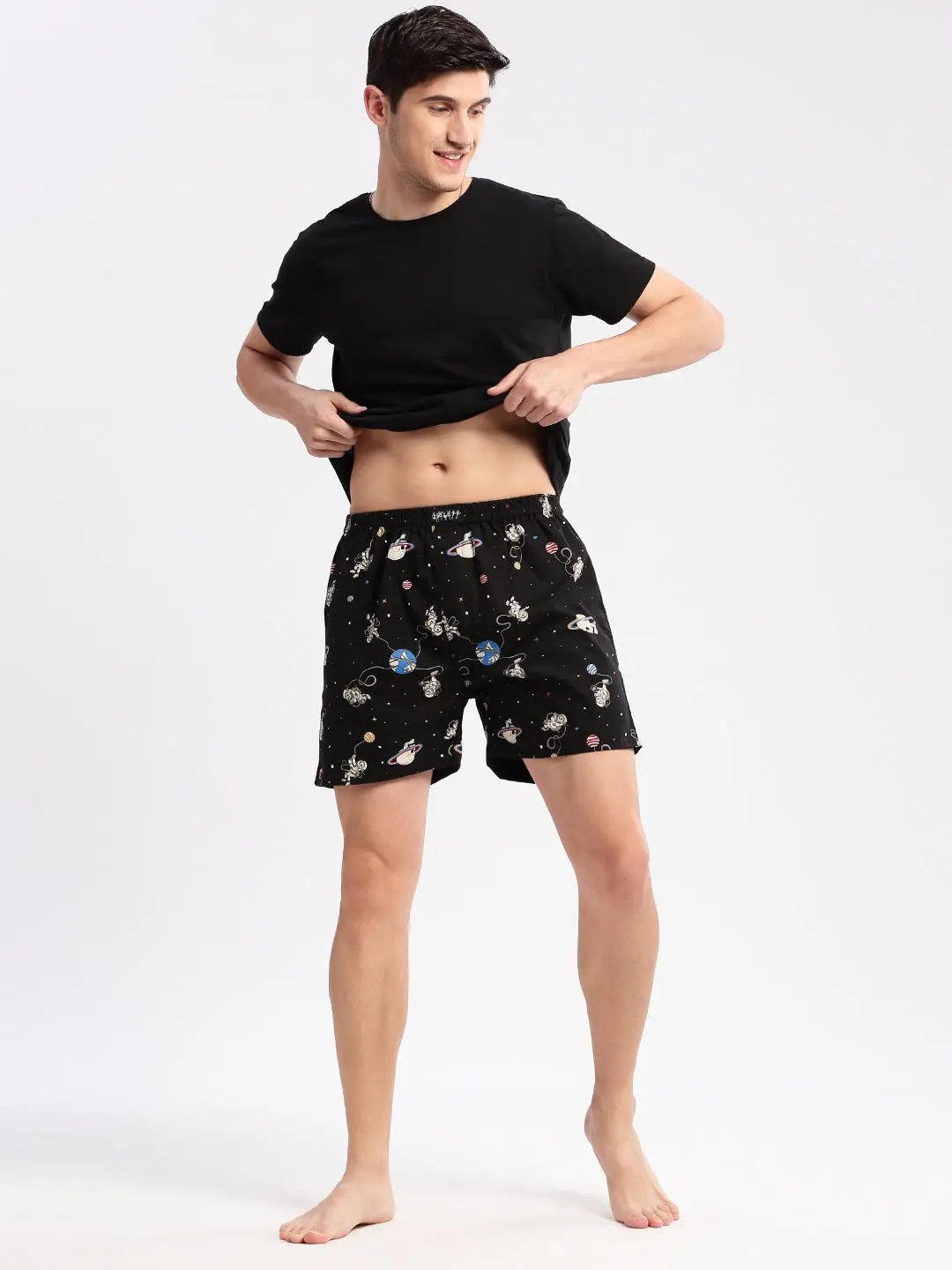 Men's Printed Black Boxer