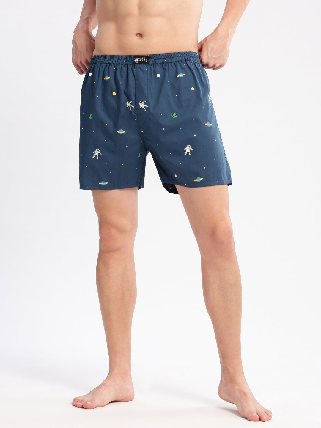 Men Printed Teal Boxer