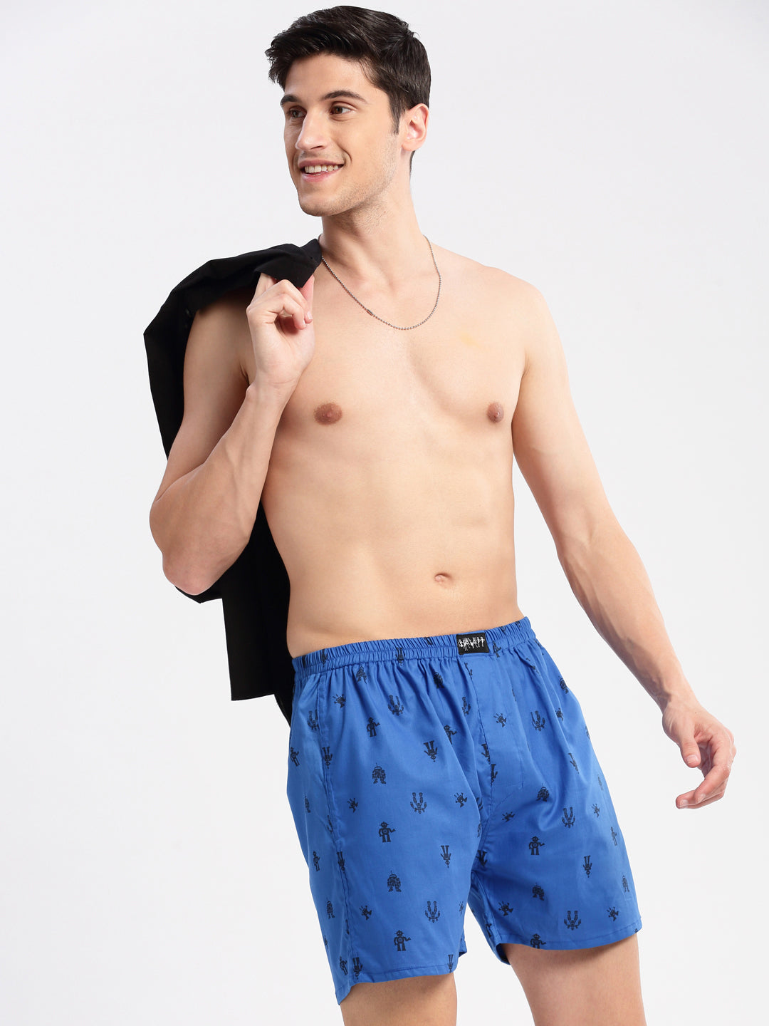 Men Printed Blue Boxer