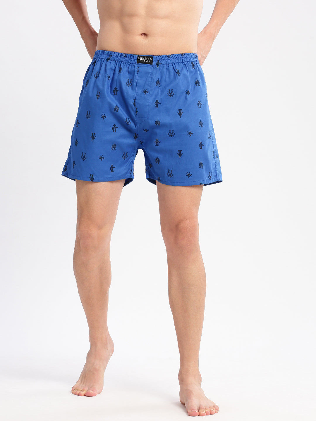 Men Printed Blue Boxer