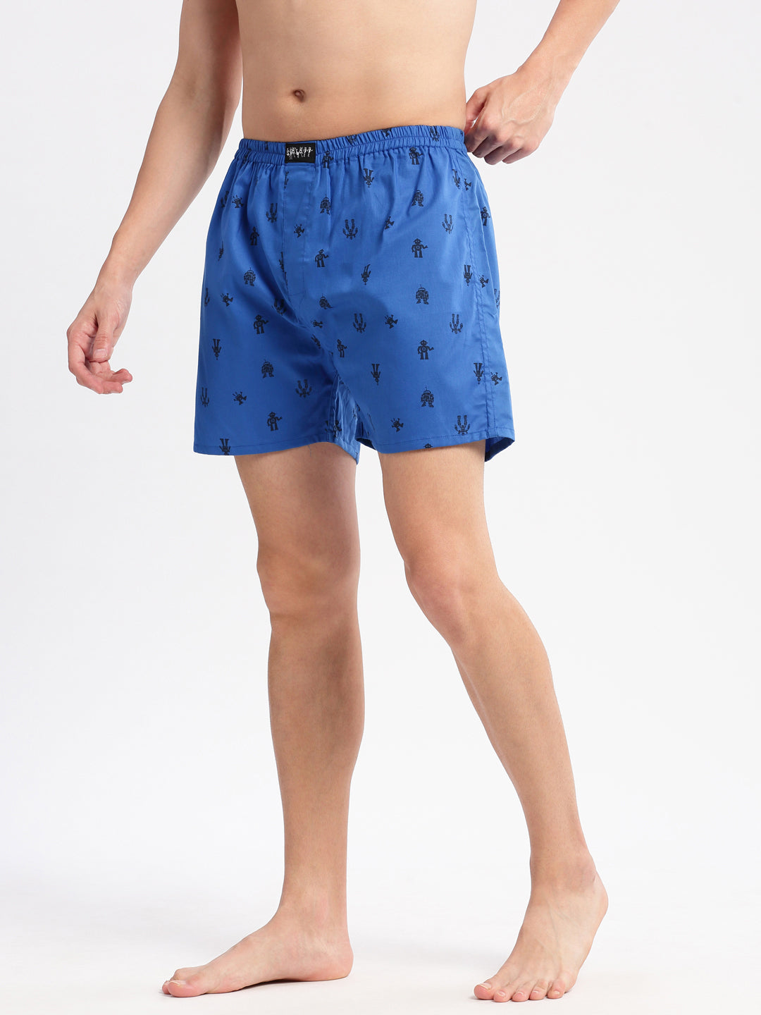 Men Printed Blue Boxer