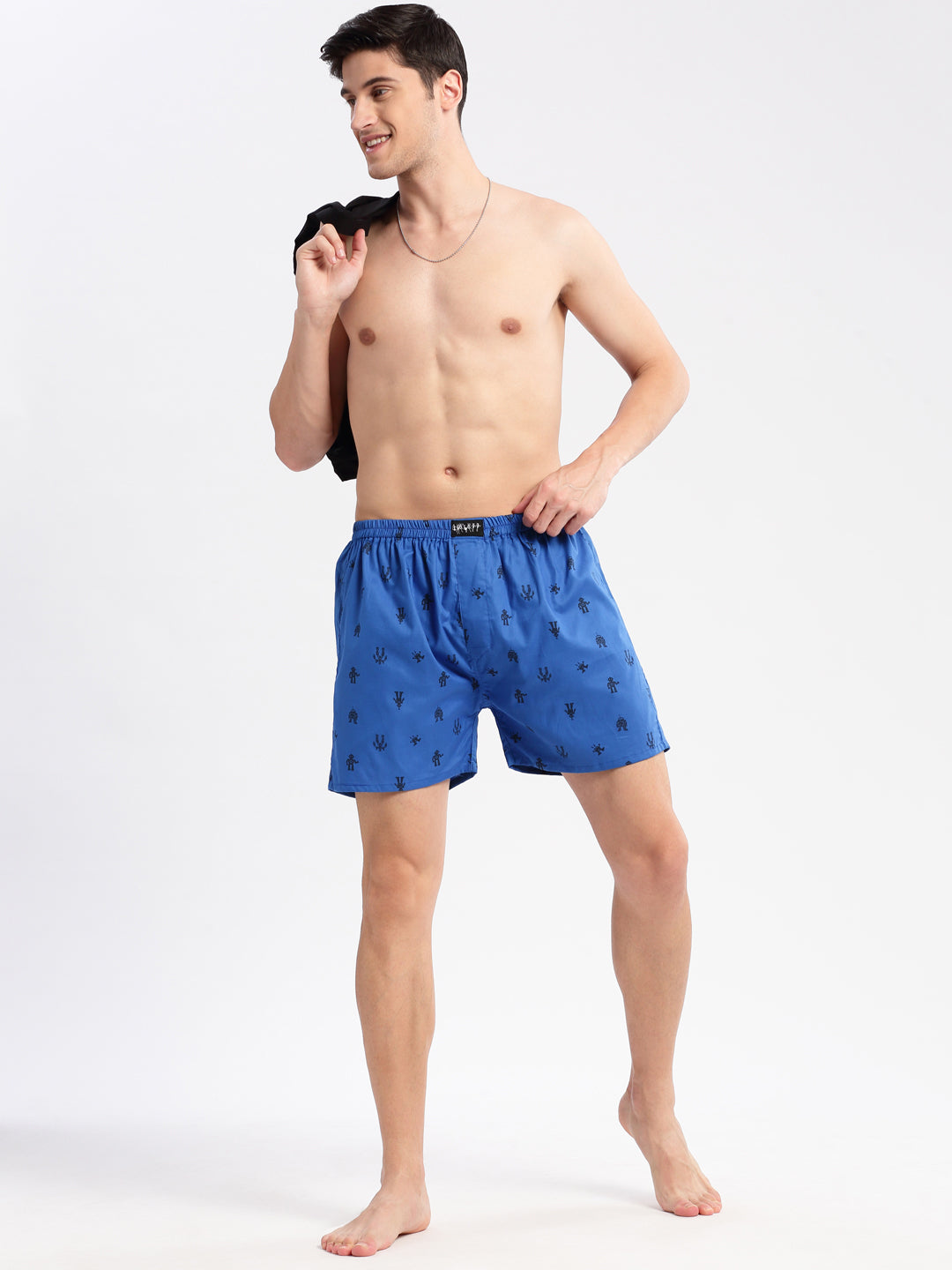 Men Printed Blue Boxer