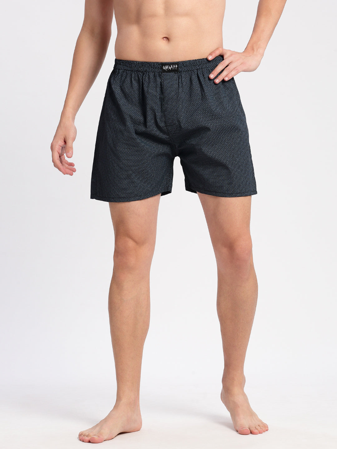 Men Printed Black Boxer