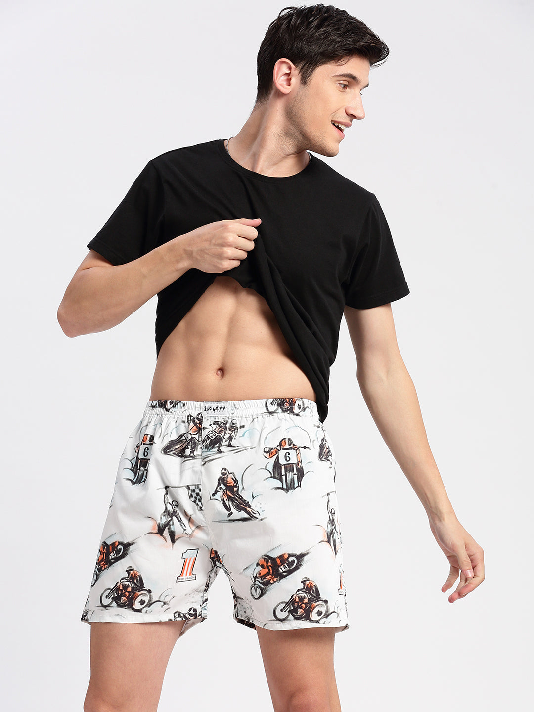 Men Printed White Boxer