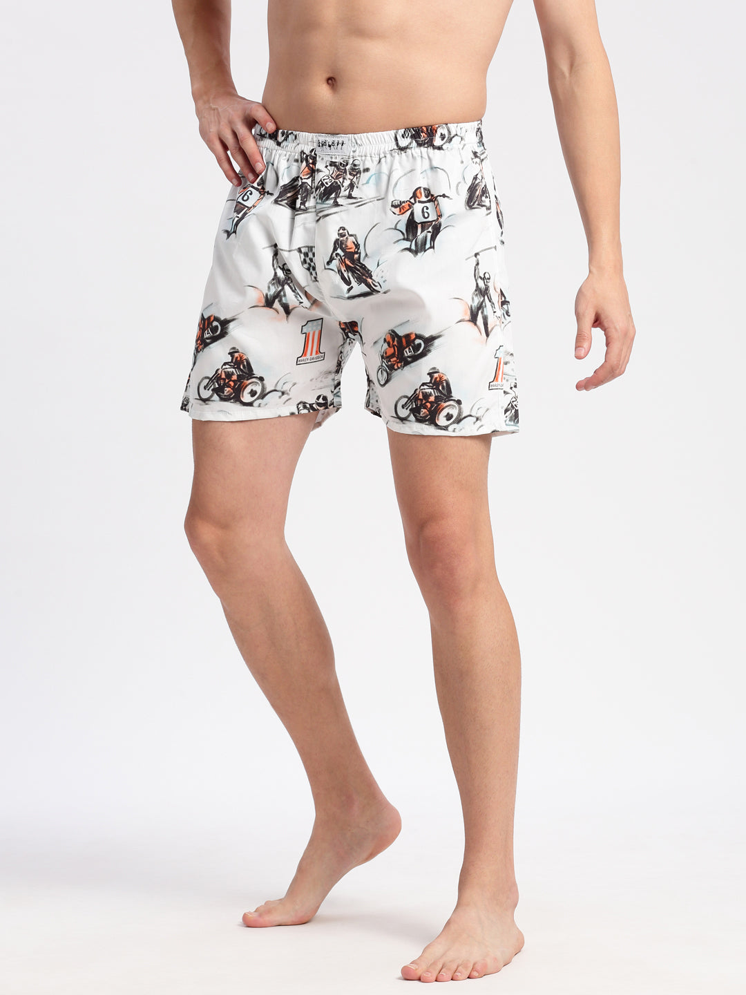 Men Printed White Boxer