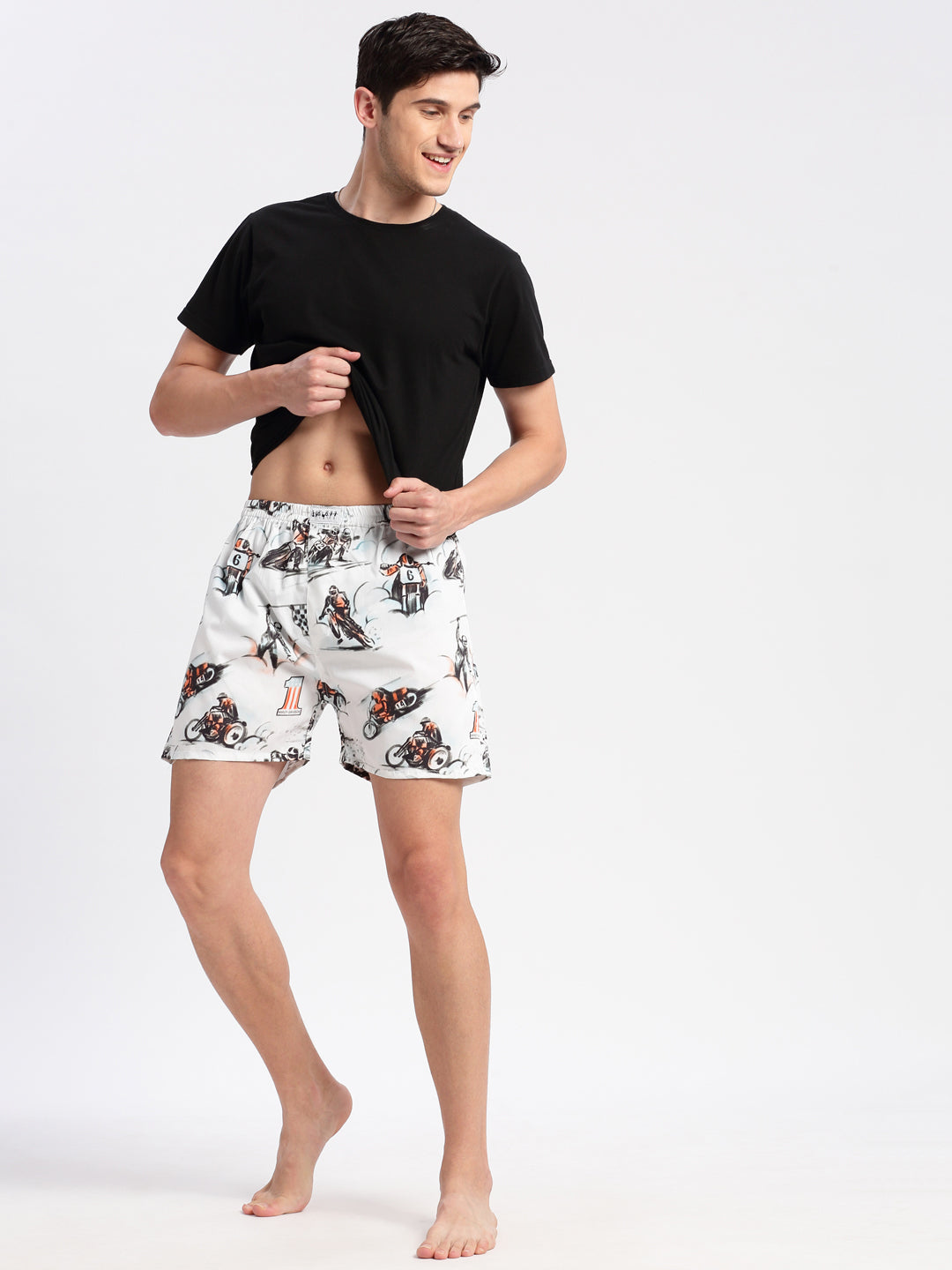 Men Printed White Boxer