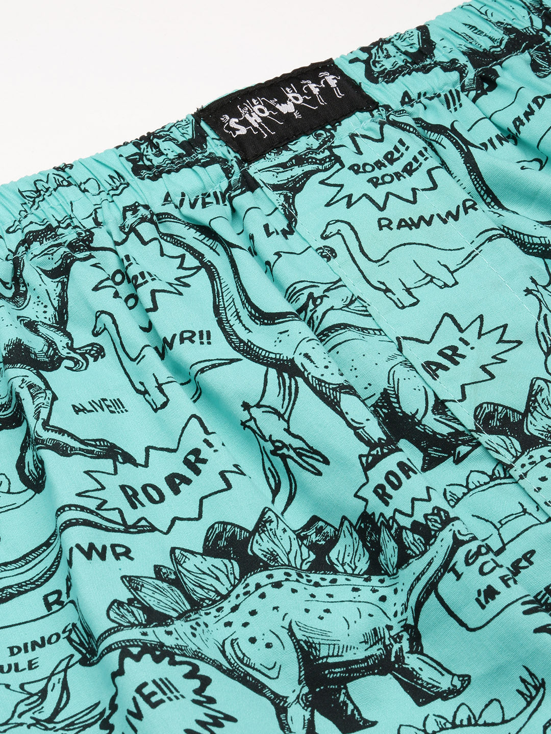 Men Printed Turquoise Blue Boxer