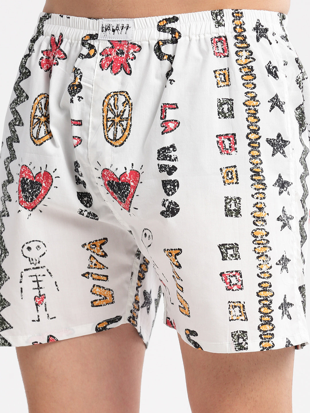 Men Printed White Boxer