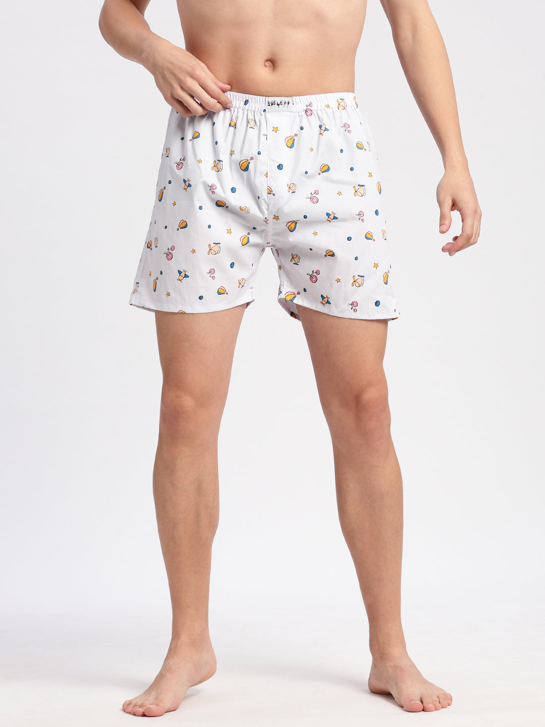 Men Printed White Boxer