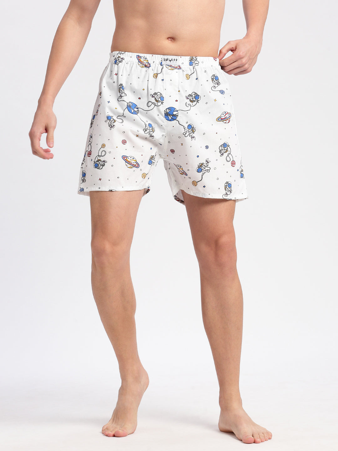 Men's Printed White Boxer