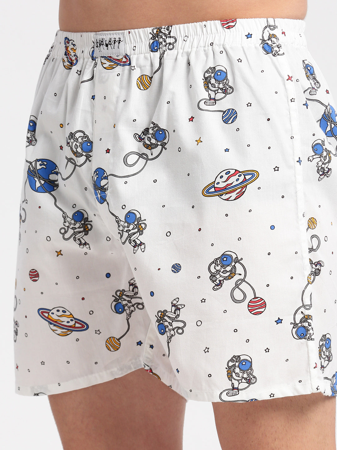 Men's Printed White Boxer