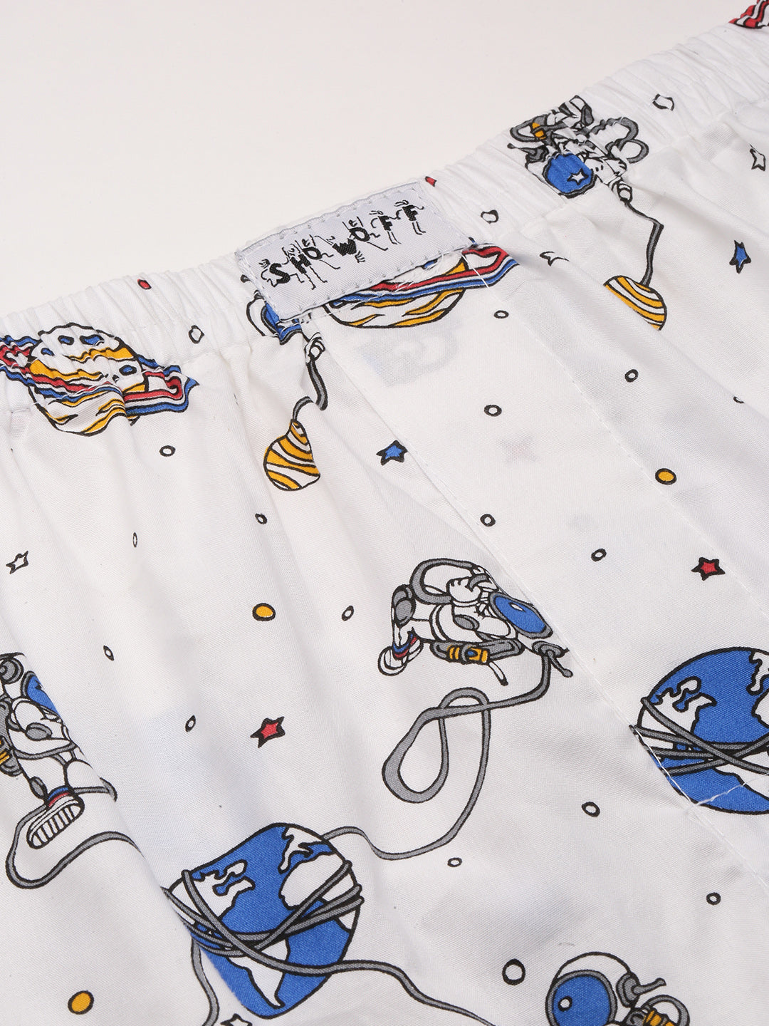 Men's Printed White Boxer