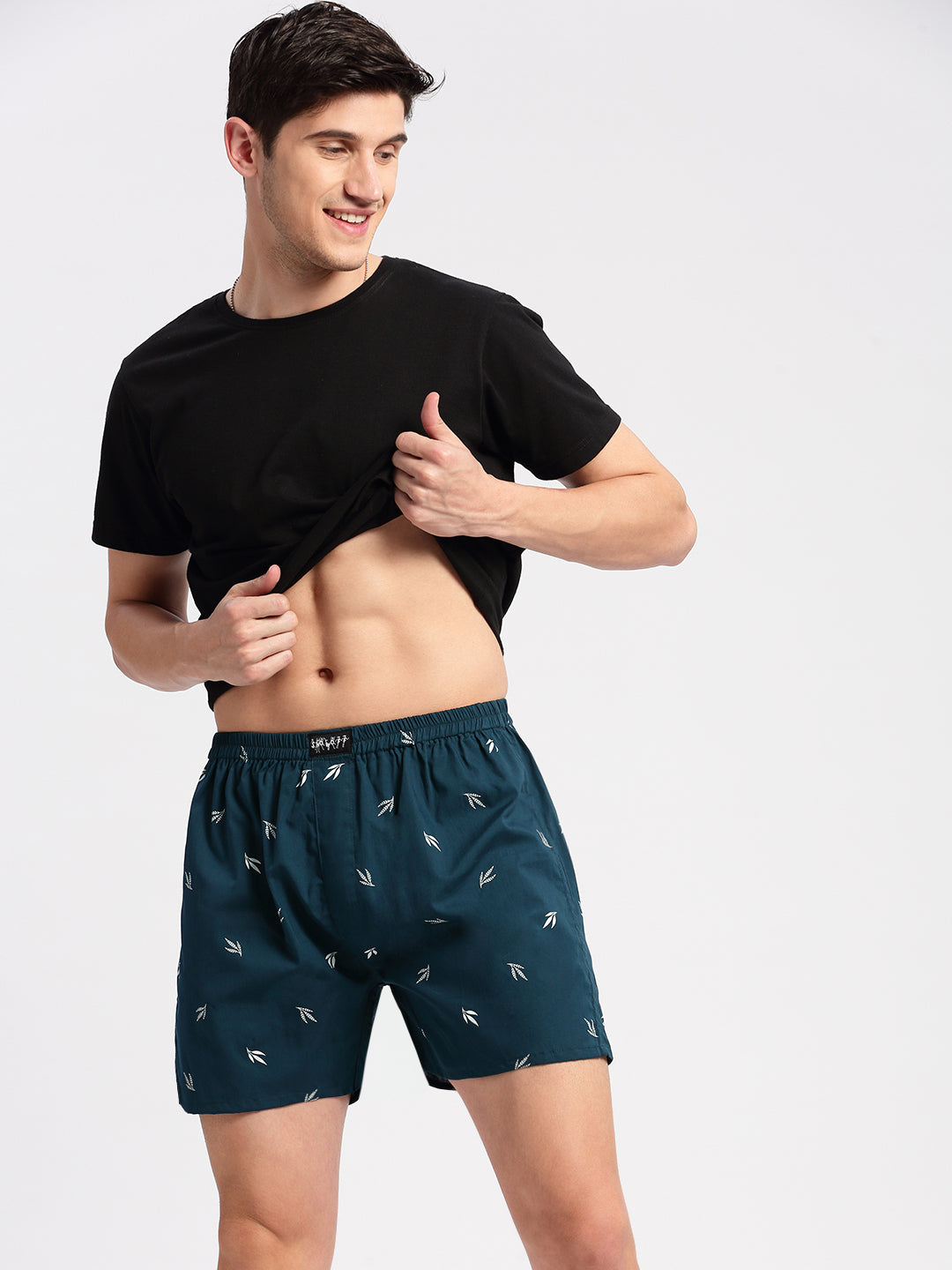 Men Printed Teal Boxer