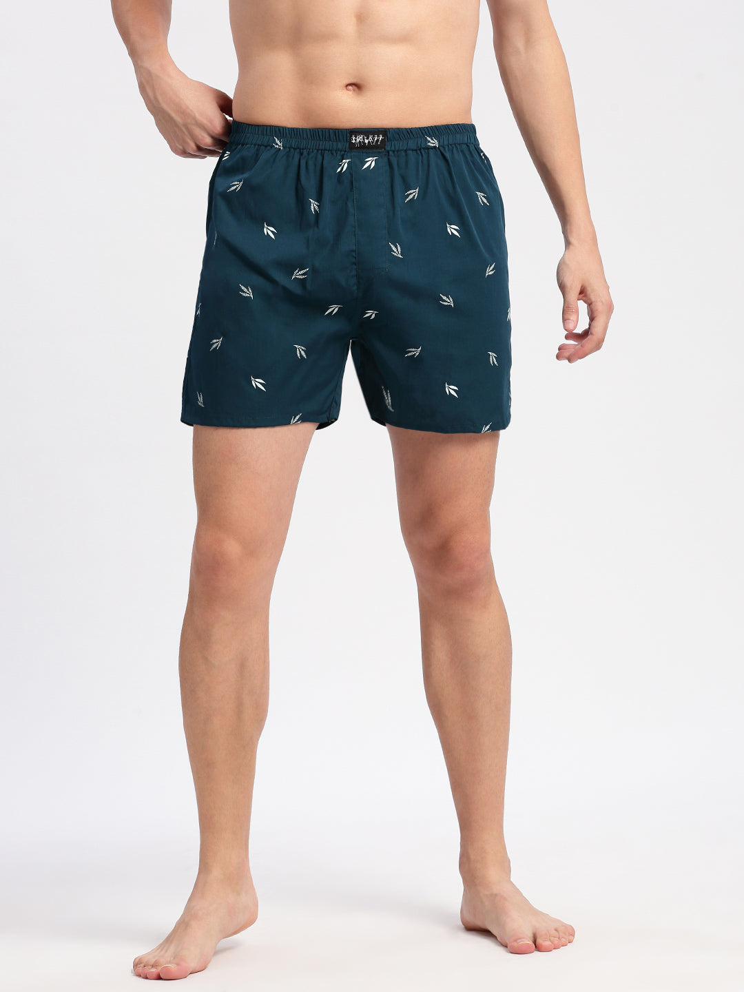 Men Printed Teal Boxer