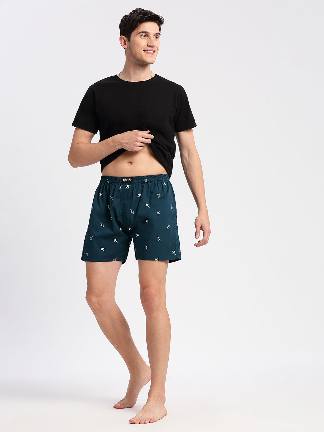 Men Printed Teal Boxer