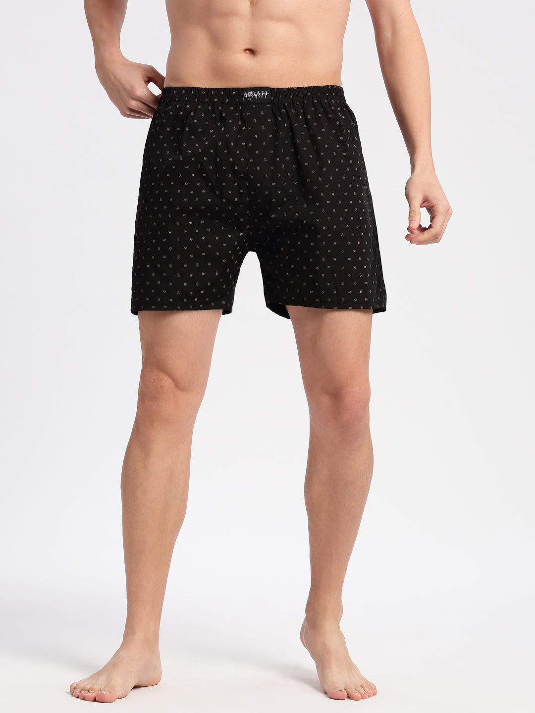 Men Printed Black Boxer