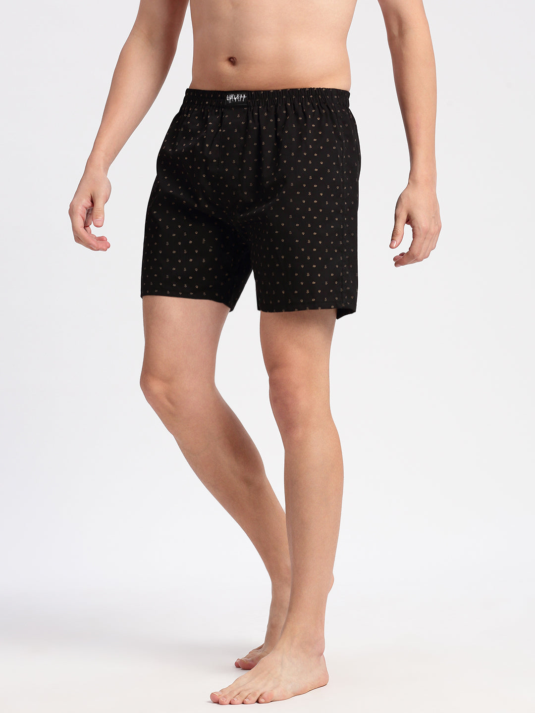 Men Printed Black Boxer