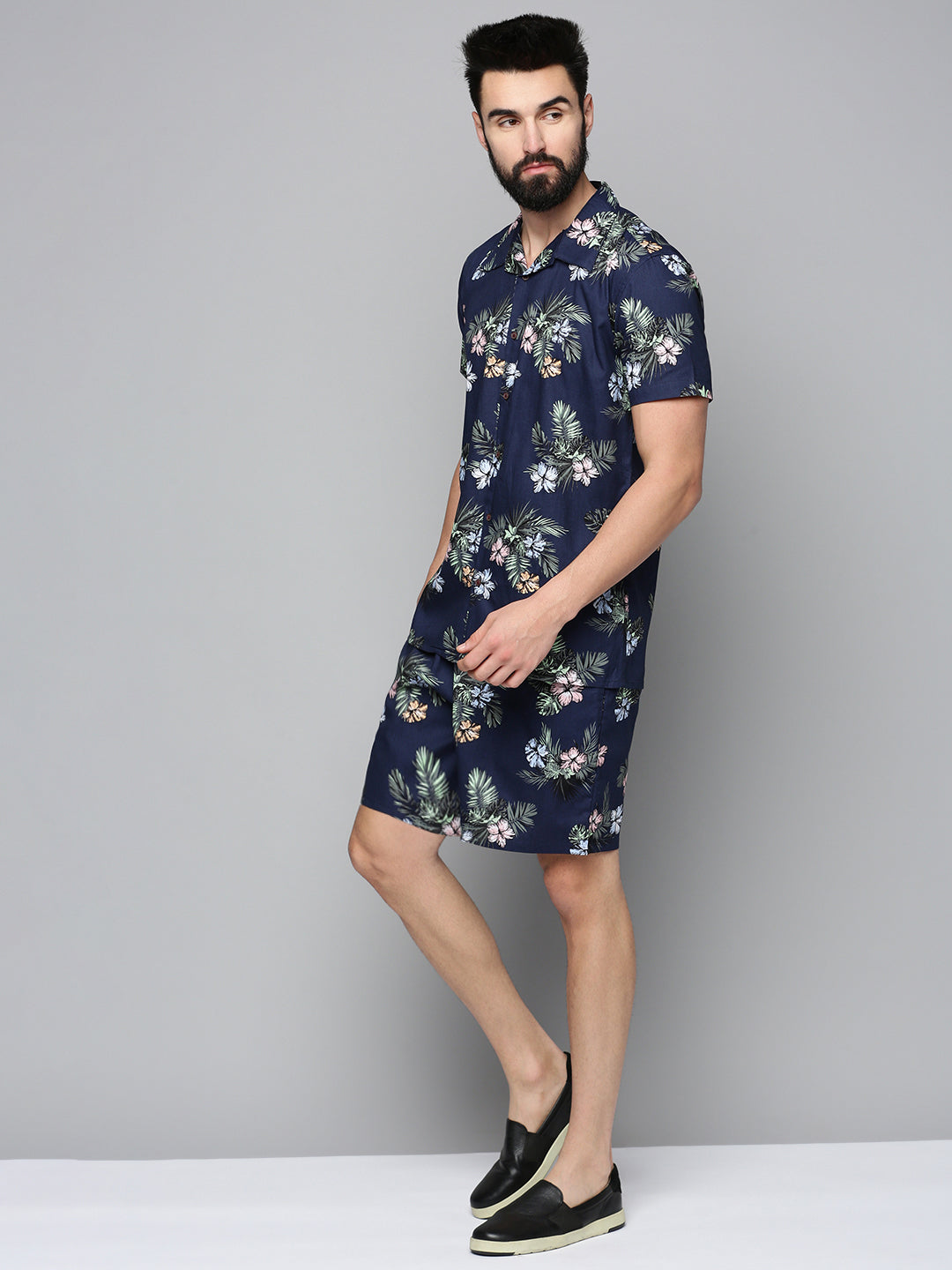 Men's Navy Printed Co-Ords Set