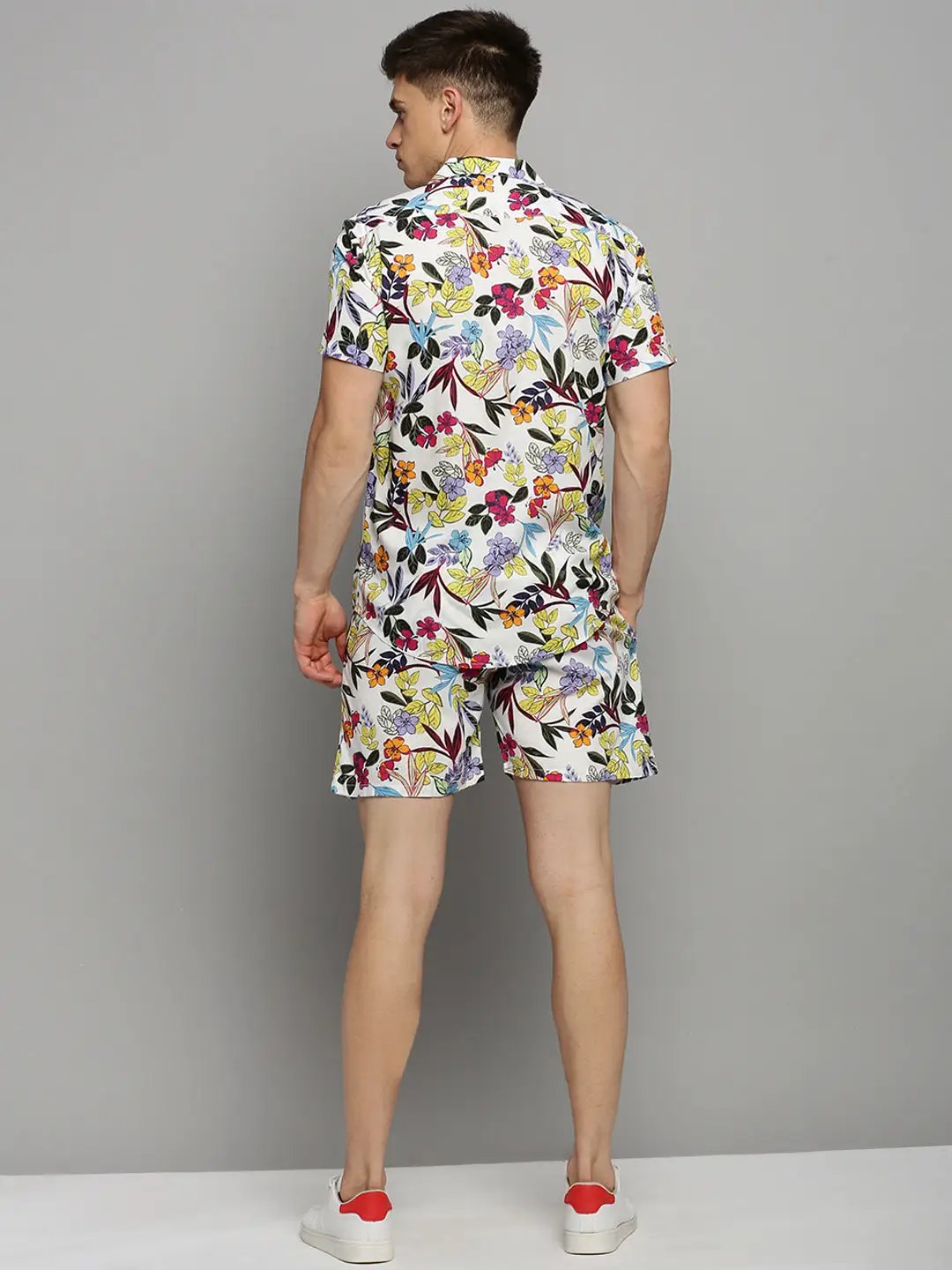 Men's White Printed Casual Co-Ords Set