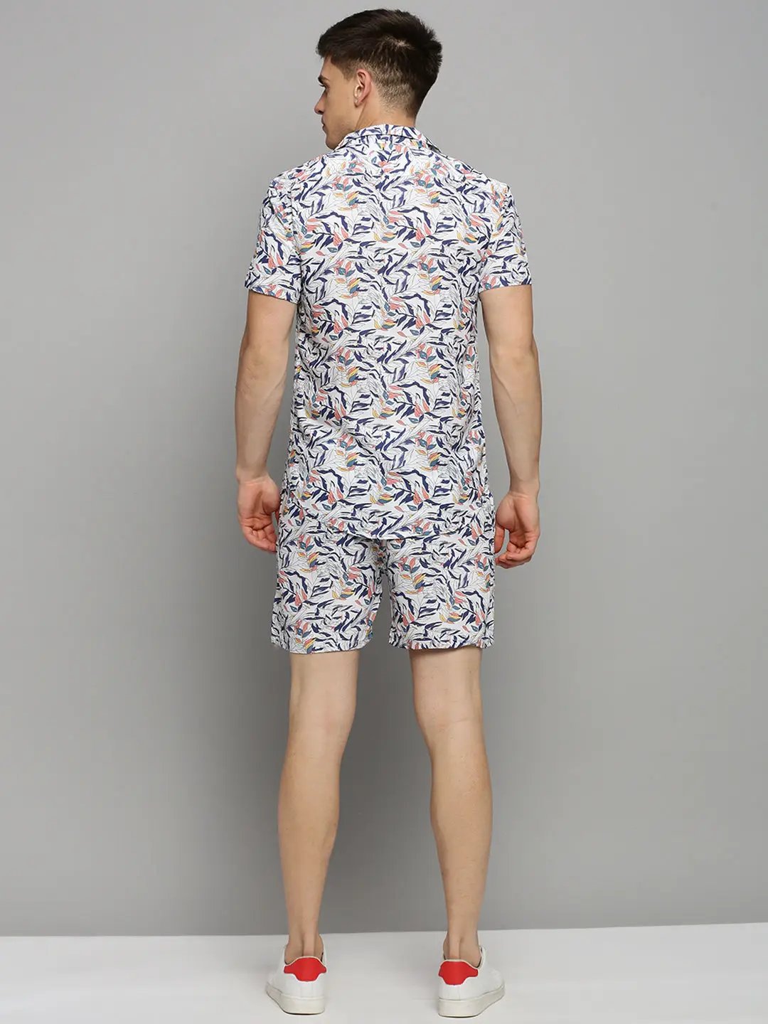 Men's White Printed Casual Co-Ords Set