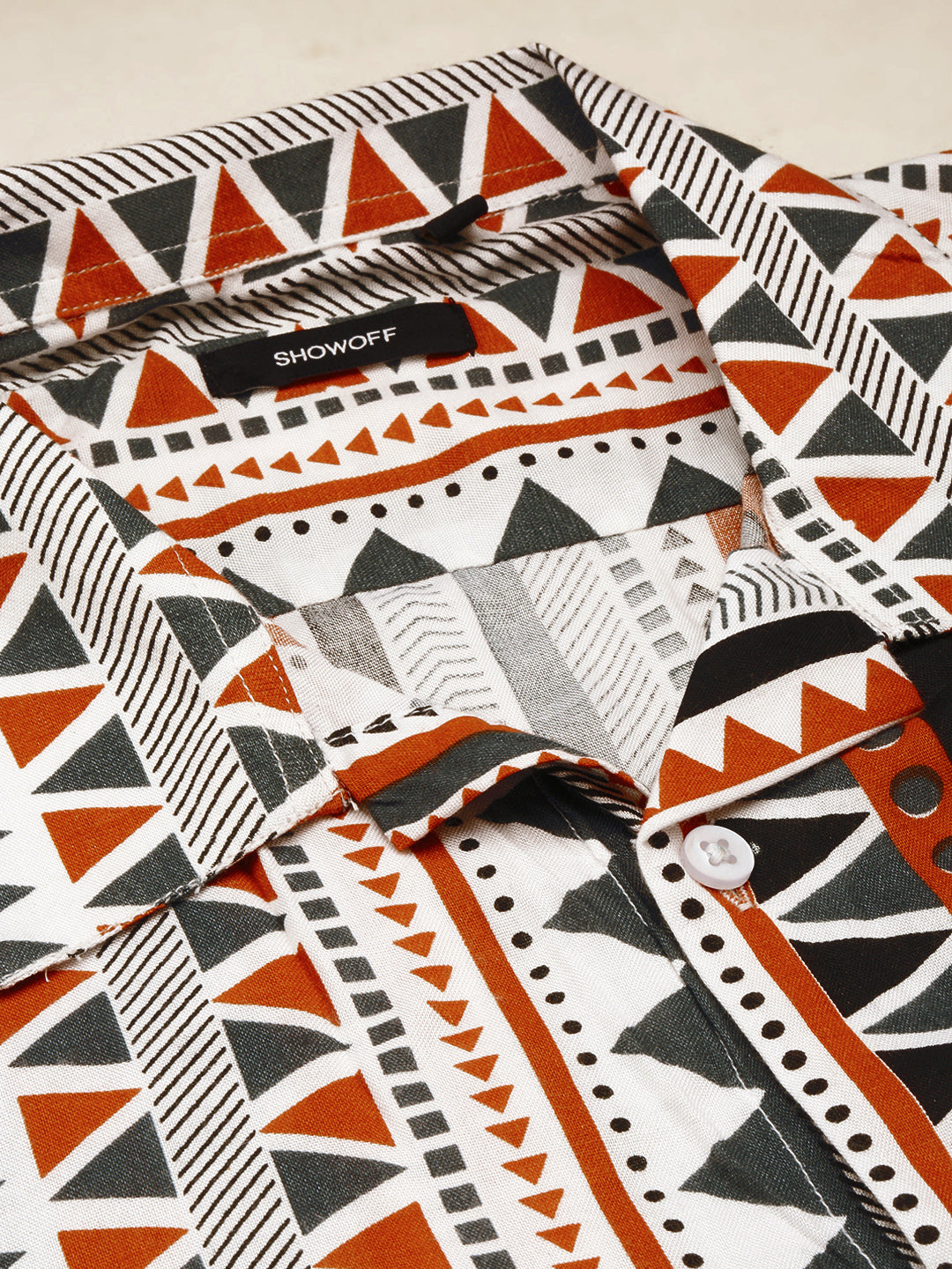 Men's White Printed Casual Co-Ords Set