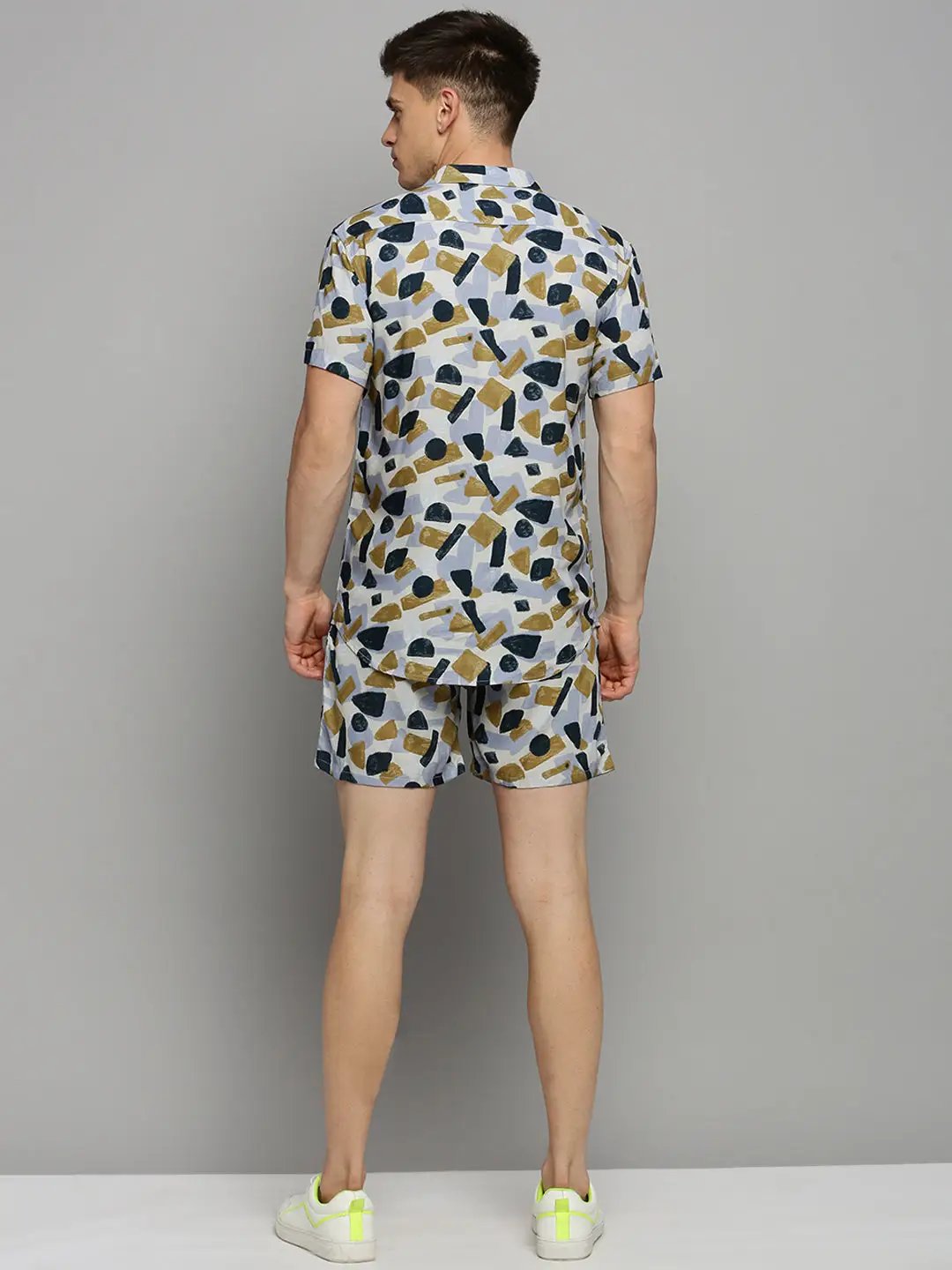 Men's White Printed Casual Co-Ords Set