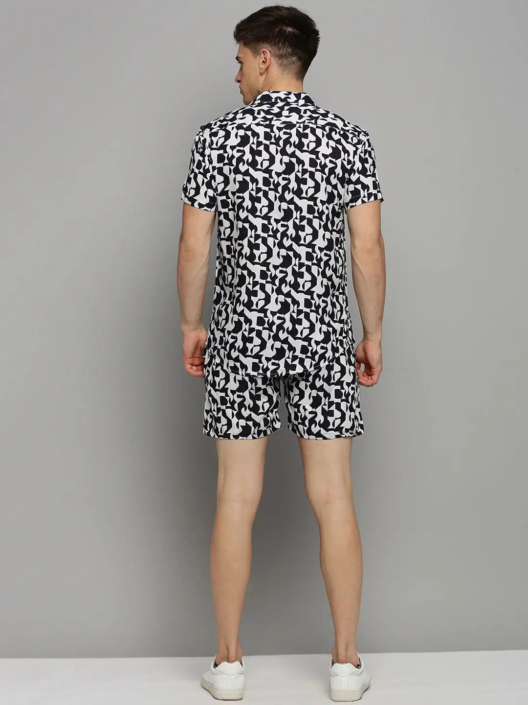 Men's White Printed Casual Co-Ords Set