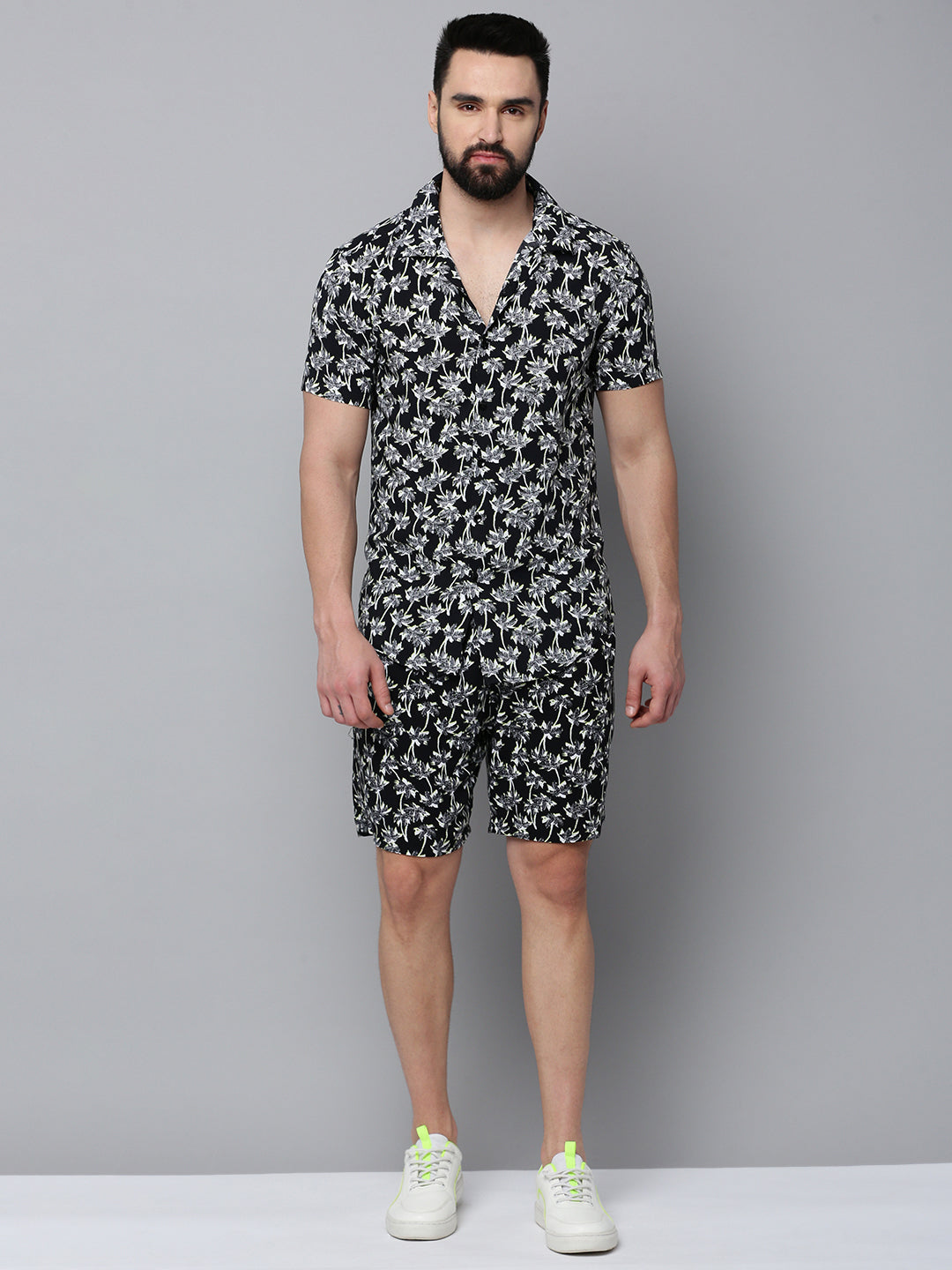 Men Black Printed Casual Co-Ord Set