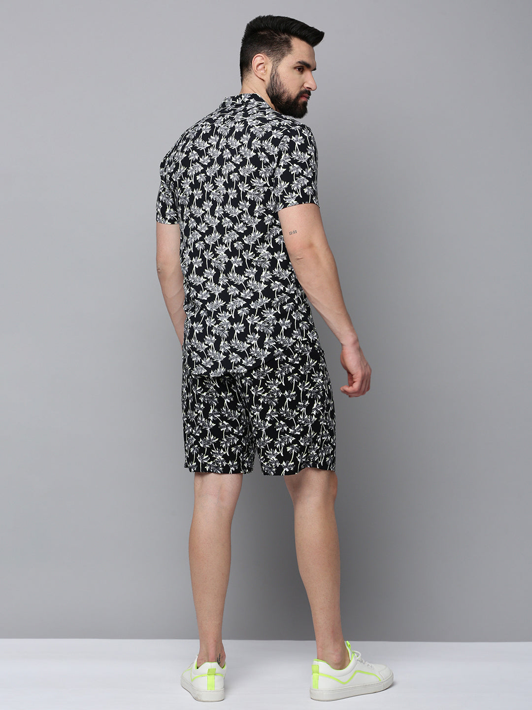 Men Black Printed Casual Co-Ord Set