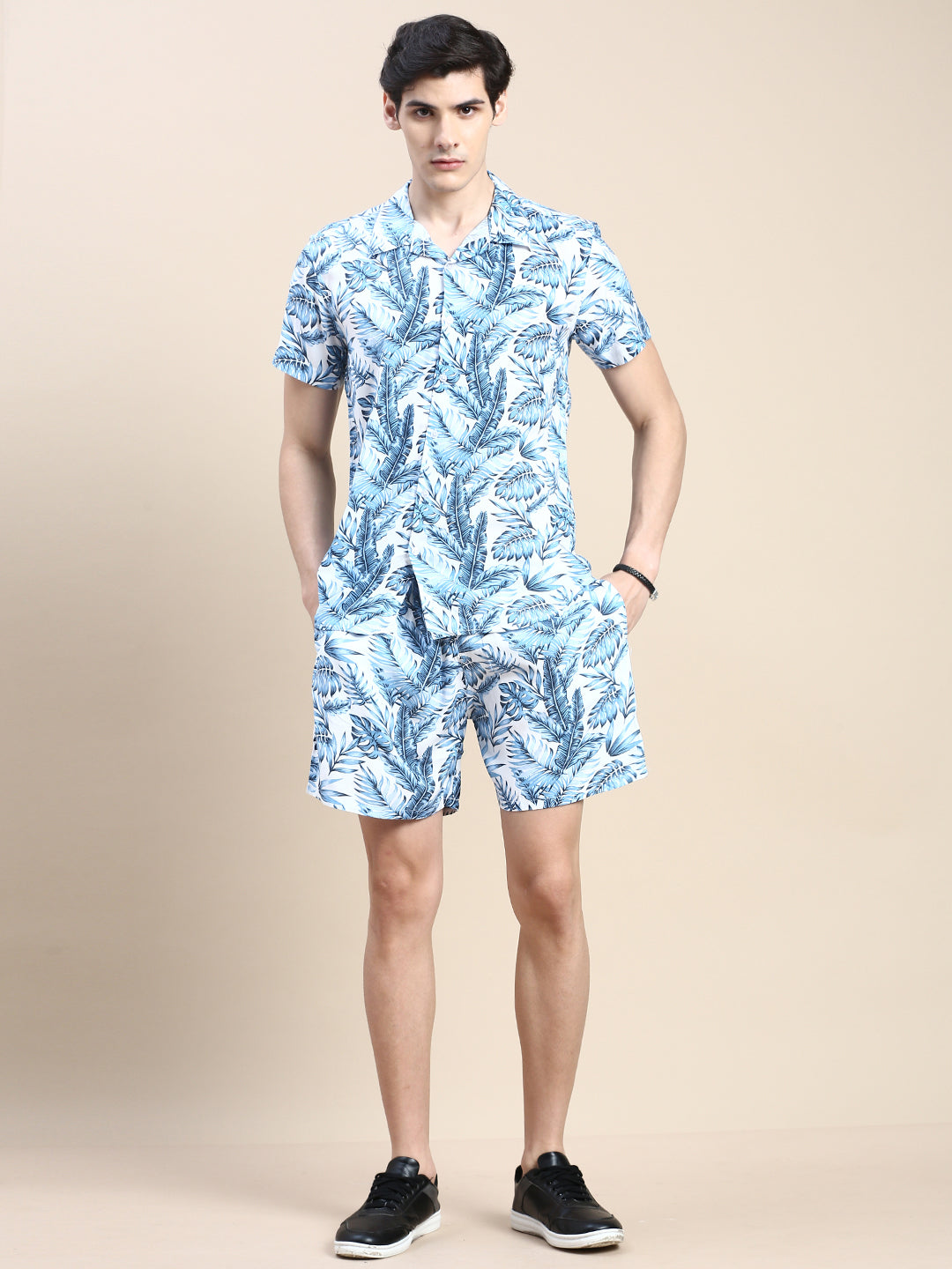 Men Blue Printed Casual Co ord Set