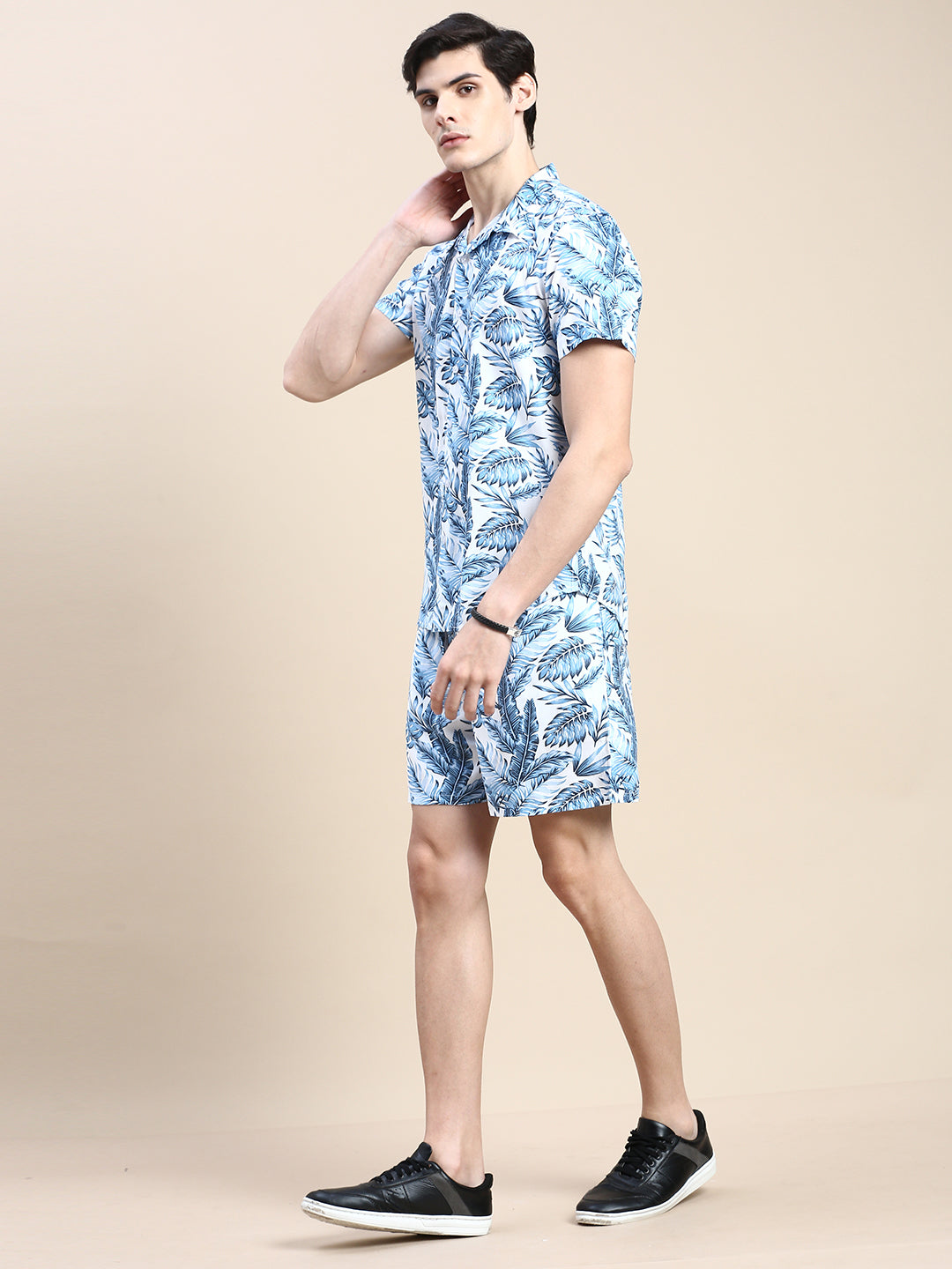 Men Blue Printed Casual Co ord Set