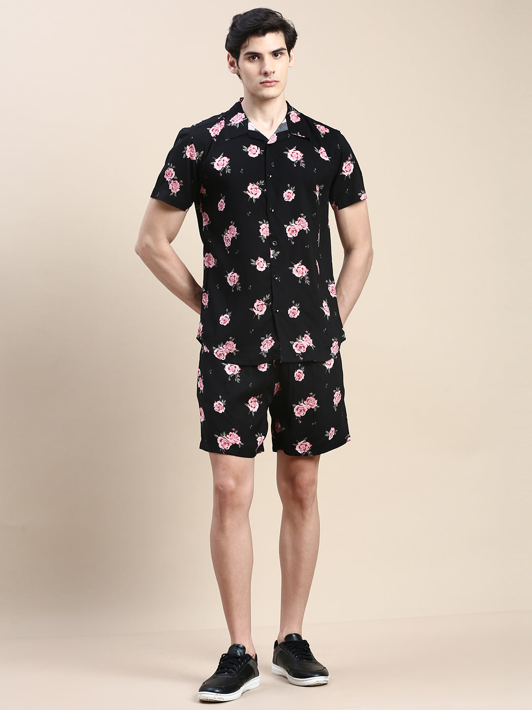 Men Black Printed Casual Co ord Set