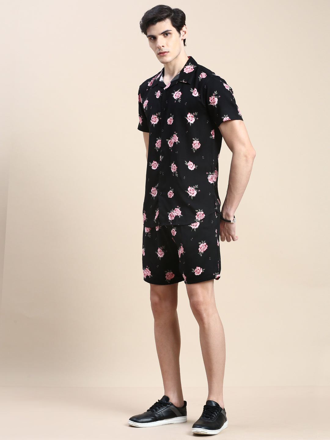 Men Black Printed Casual Co ord Set