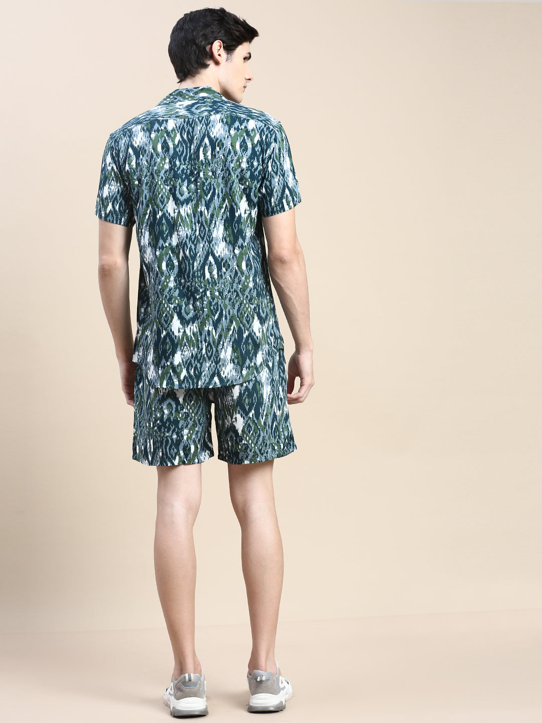 Men Teal Printed Casual Co ord Set