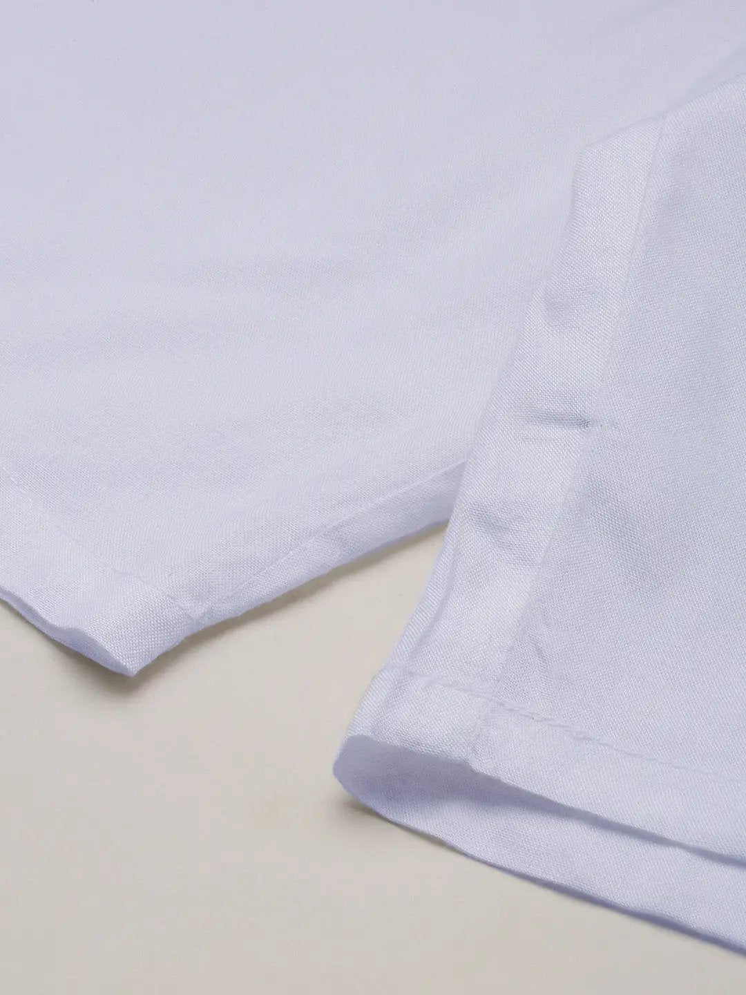 Men's White Solid Casual Co-Ords Set