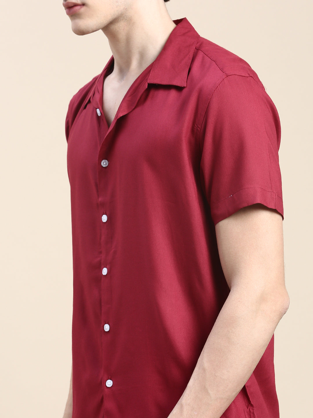 Men Burgundy Solid Casual Co ord Set