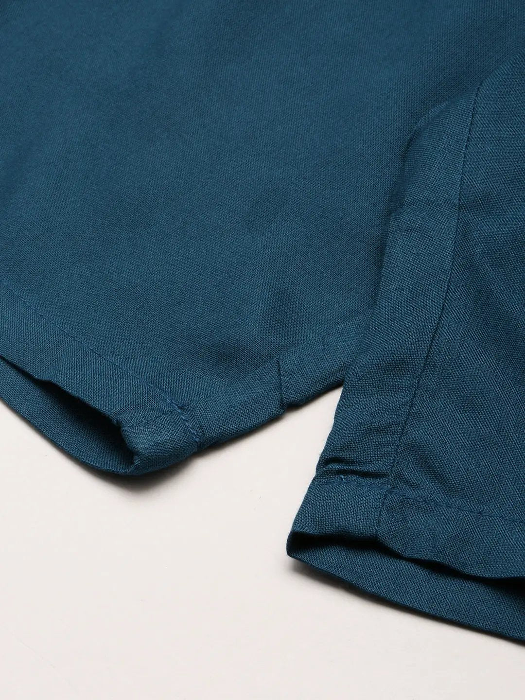 Men's Teal Solid Casual Co-Ords Set