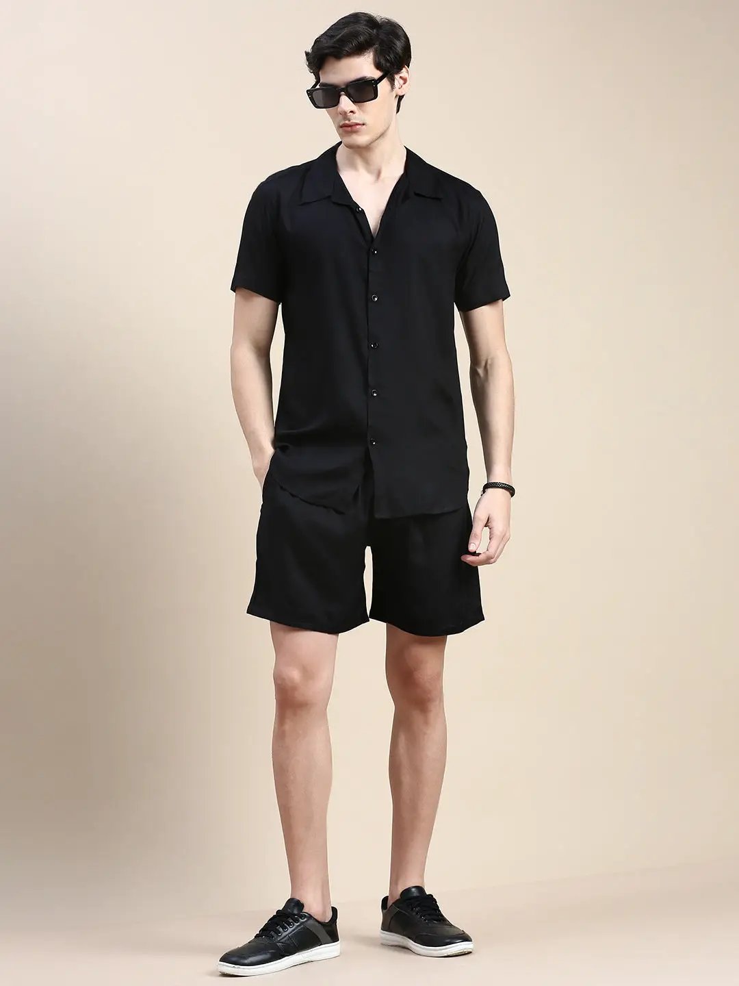 Men's Black Solid Casual Co-Ords Set - from SHOWOFFFF