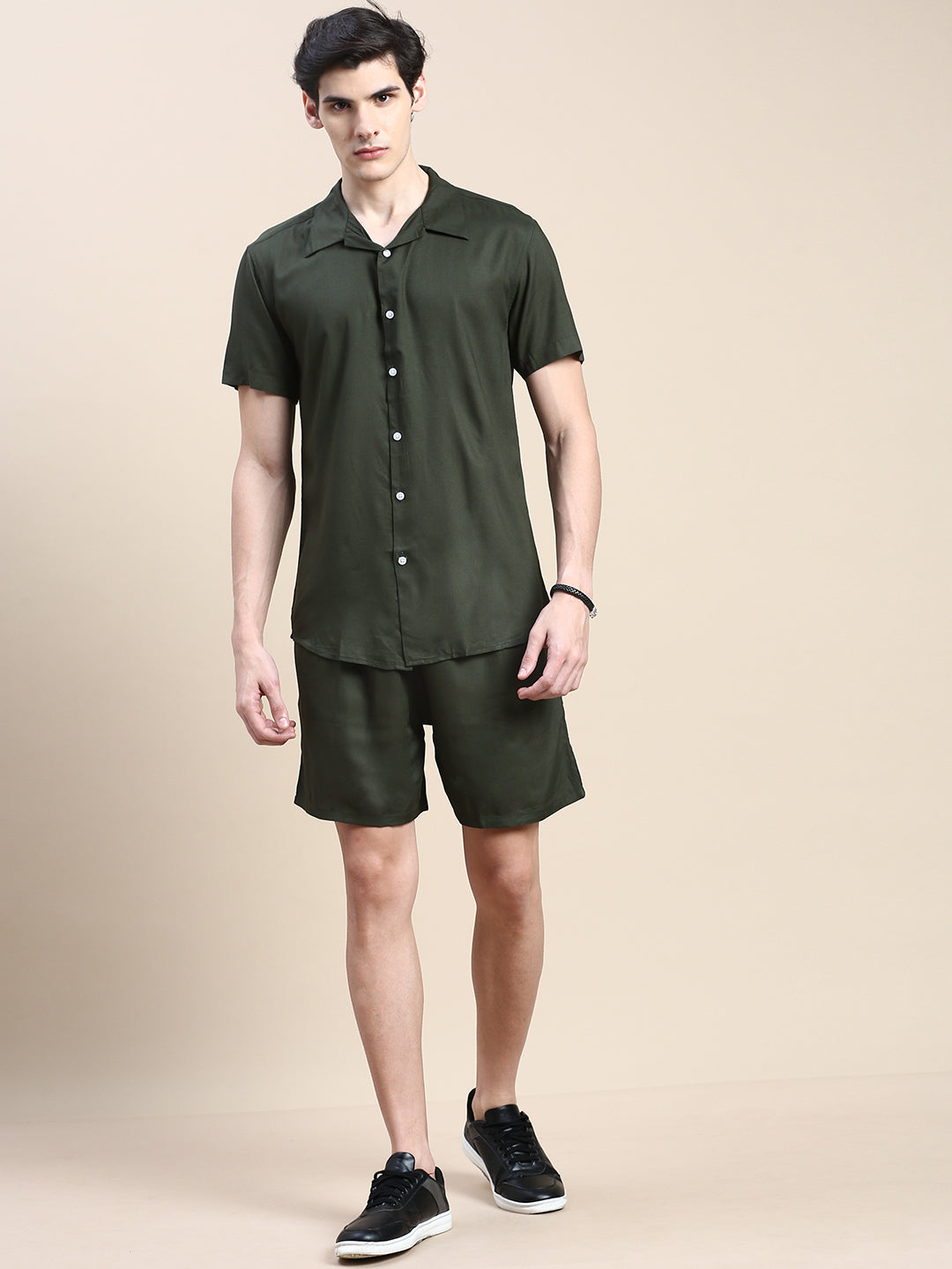 Men Green Solid Casual Co ord Set