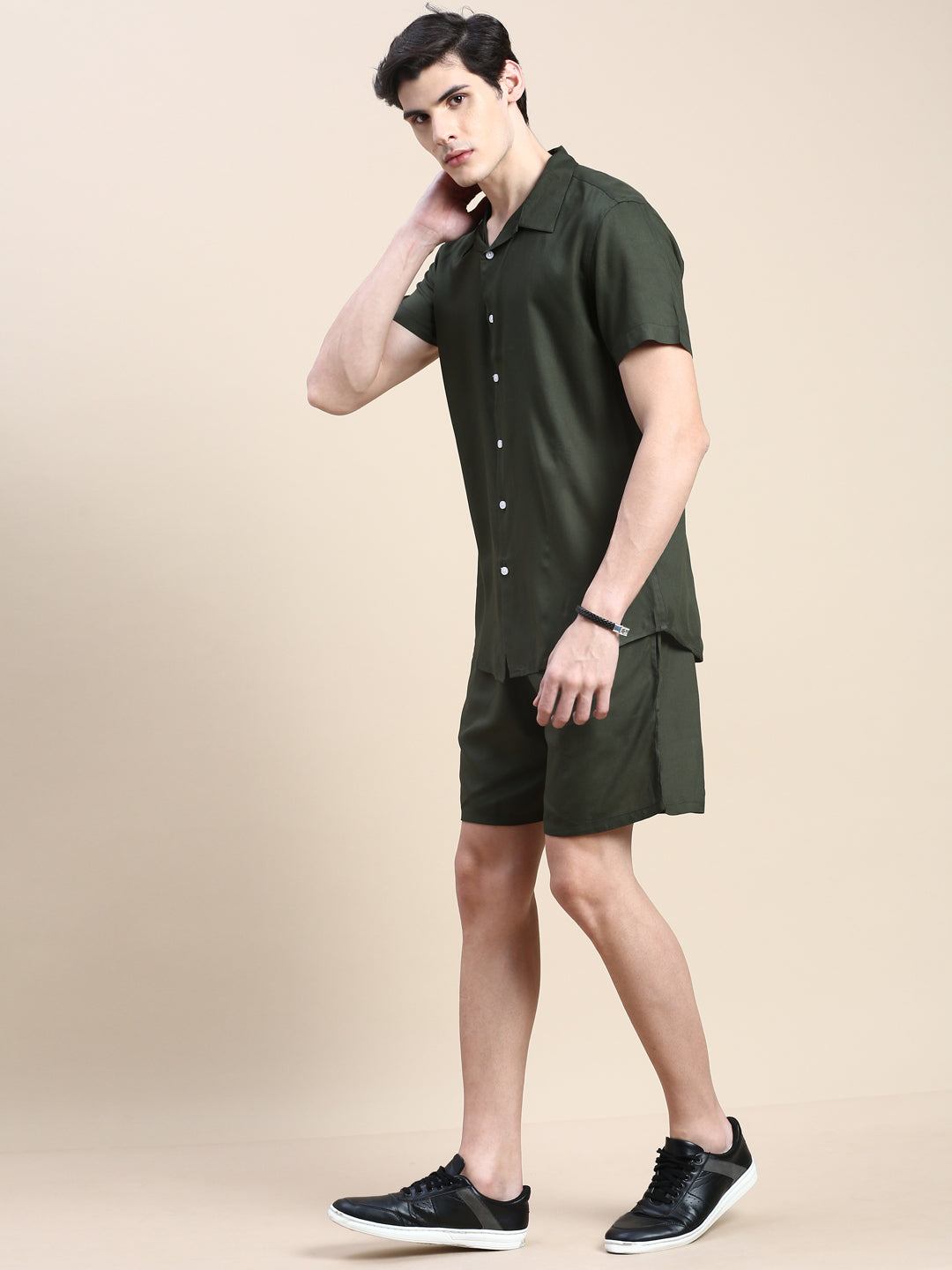 Men Green Solid Casual Co ord Set