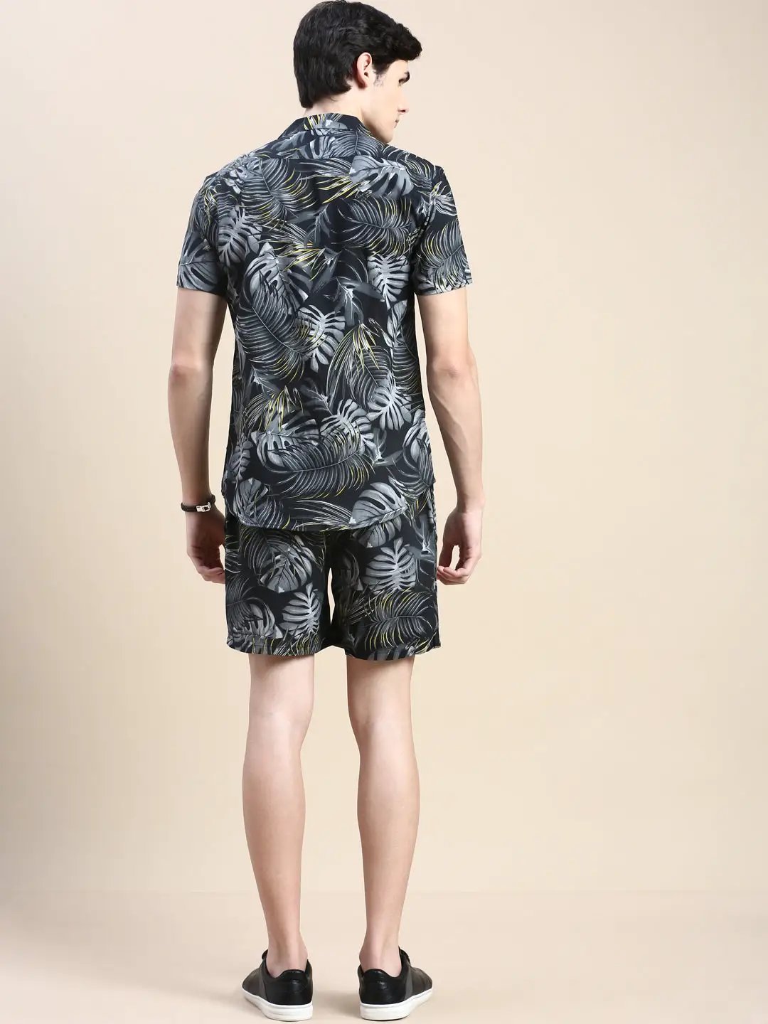 Men's Black Printed Casual Co-Ords Set