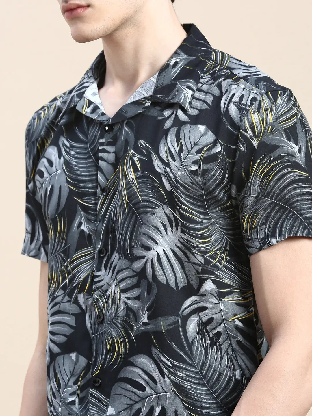 Men's Black Printed Casual Co-Ords Set